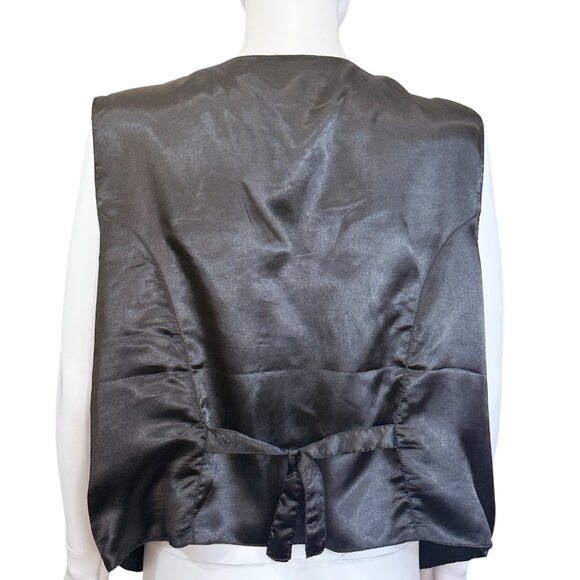 Tantrums Floral Embroidered Vest Womens 1X Black/Beige Wool Blend Vintage - Picture 2 of 6